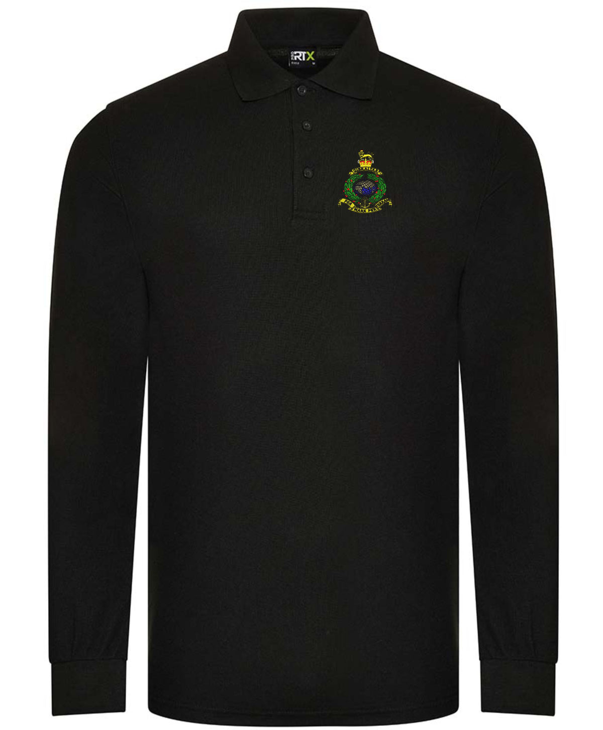 Royal Marines Globe & Laurel Long Sleeve Piqué Polo Shirt – Premium Embroidered Military Clothing