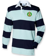 Royal Hampshire Regiment Front Row Sewn Stripe Long Sleeve Rugby Shirt – Embroidered Military Rugby Top