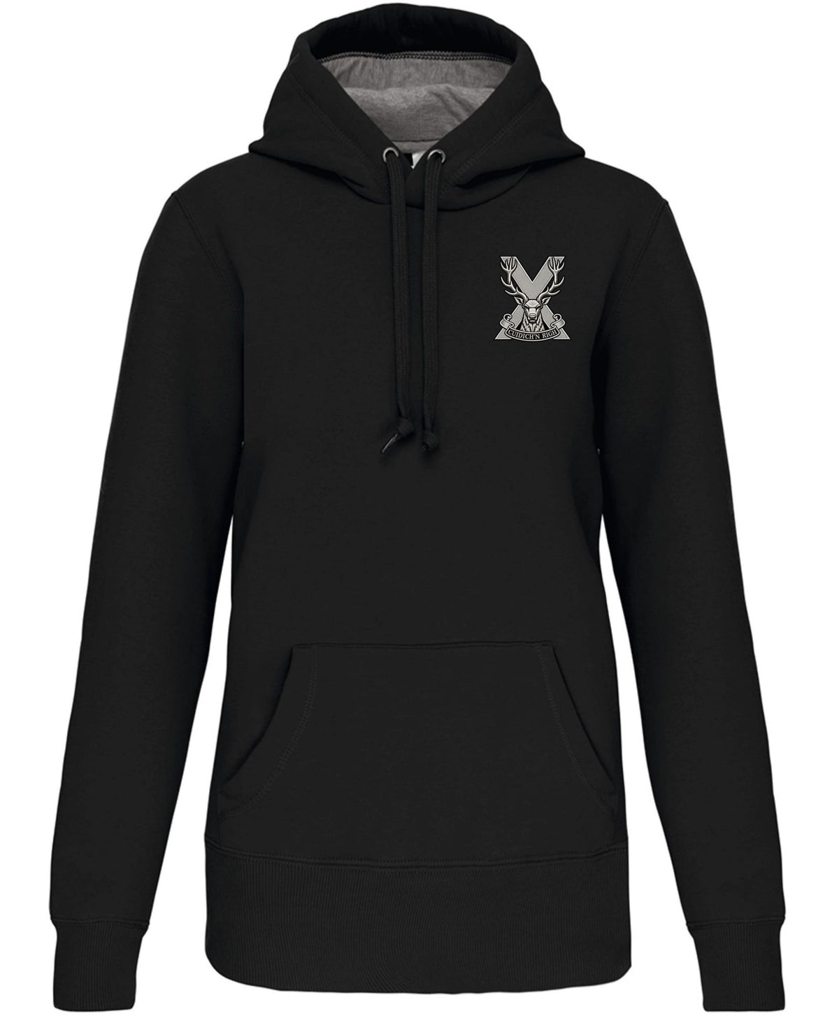 Highland Brigade Kariban Heavy Contrast Hoodie – Embroidered Military Hooded Sweatshirt
