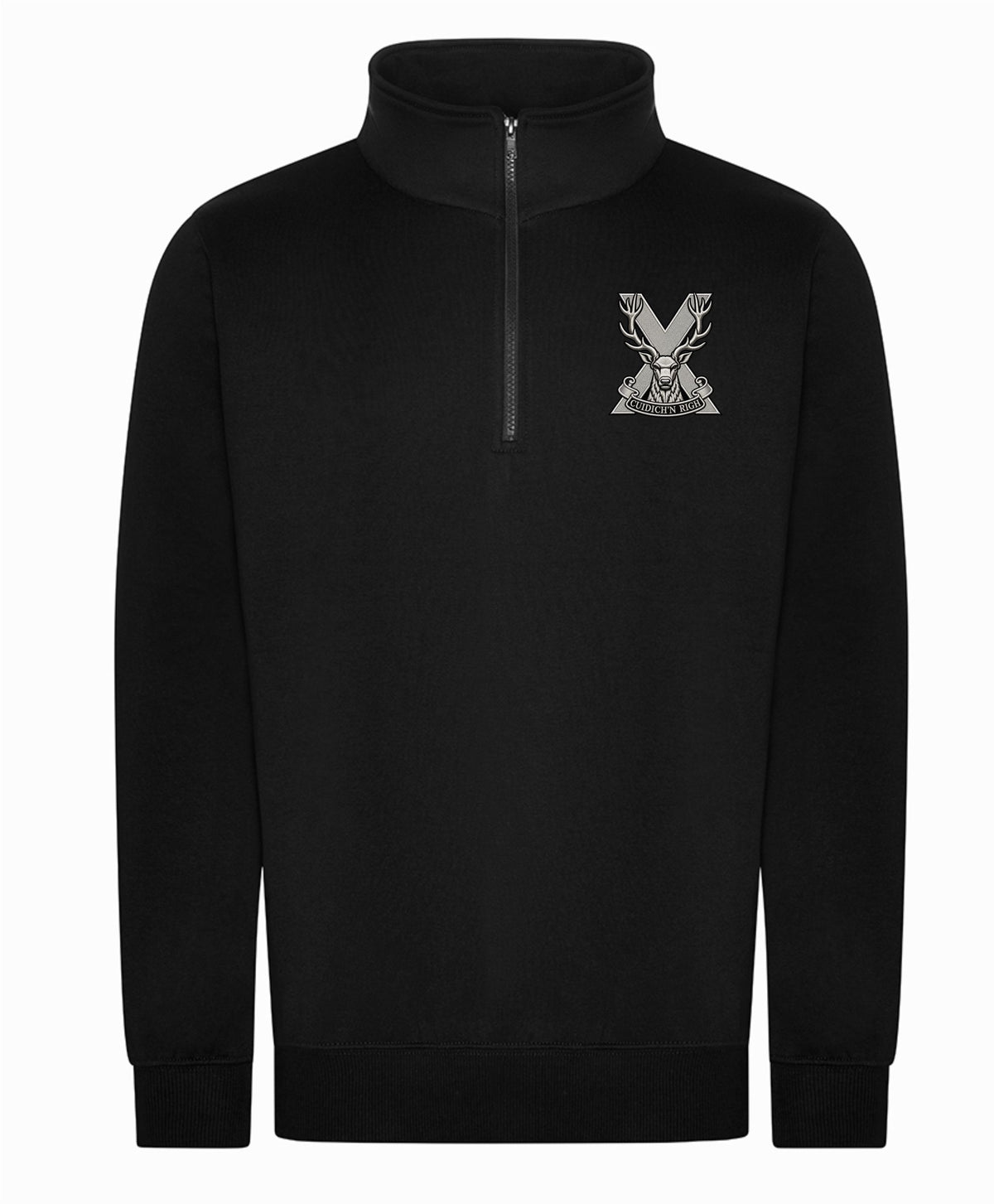 Highland Brigade 1/2 Zip Sweatshirt – Embroidered Military Regiment Half Zip Jumper UK