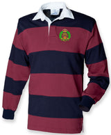 Royal Hampshire Regiment Front Row Sewn Stripe Long Sleeve Rugby Shirt – Embroidered Military Rugby Top