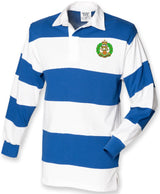 Royal Hampshire Regiment Front Row Sewn Stripe Long Sleeve Rugby Shirt – Embroidered Military Rugby Top