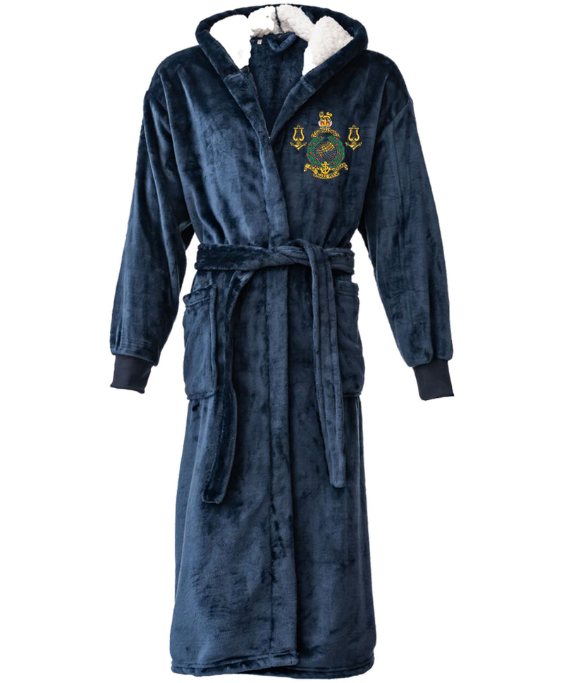 Royal Marines Band Unisex Hooded Cuffed Robe – Embroidered Military Changing Robe