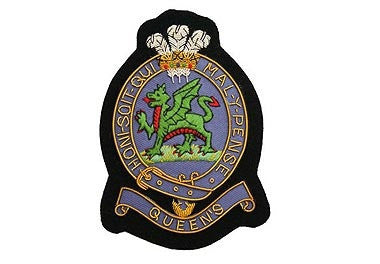 Queen's Regiment Bullion Wire Blazer Badge | Hand Embroidered Military Badge UK
